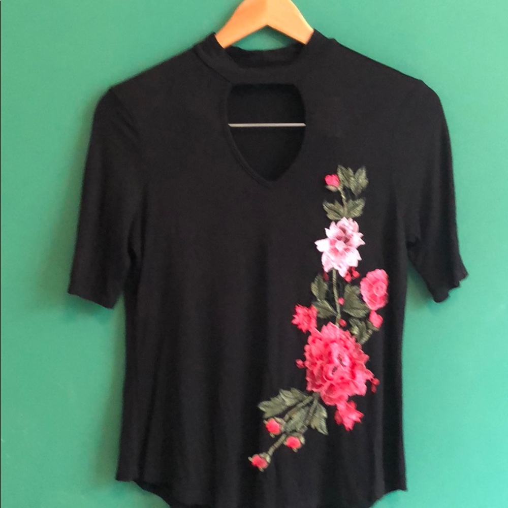 Floral embroidered top